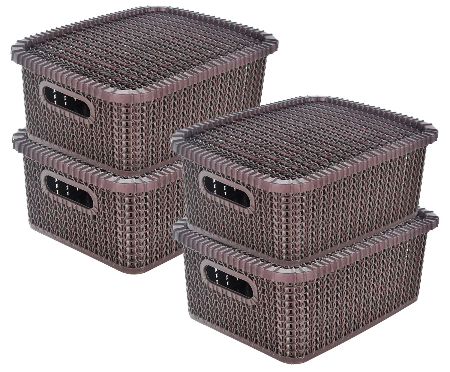 Kuber Industries Multiuses Large M 20 Plastic Basket/Organizer With Lid (Brown) -46KM061