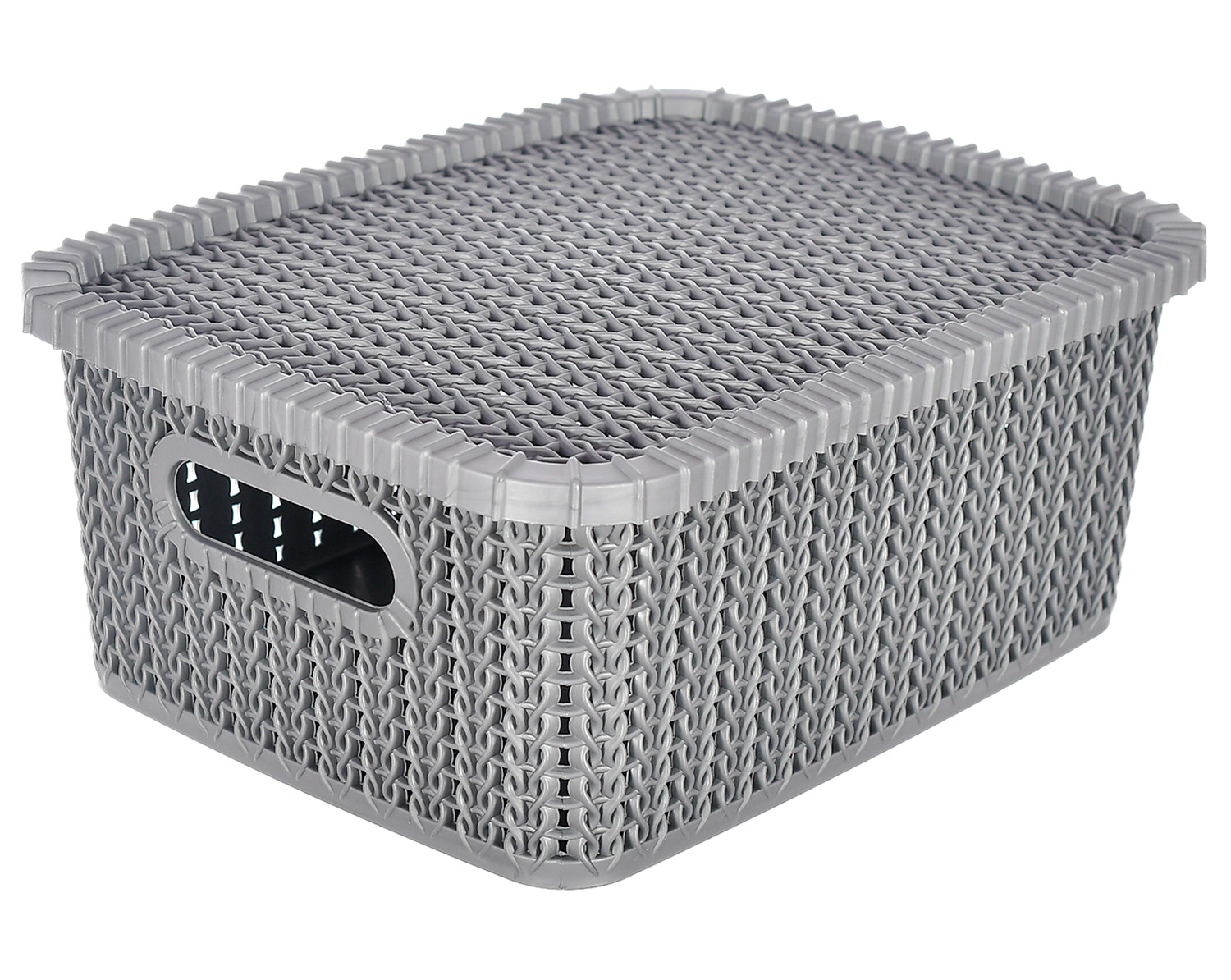 Kuber Industries Multiuses Large M 20 Plastic Basket/Organizer With Lid (Grey) -46KM069
