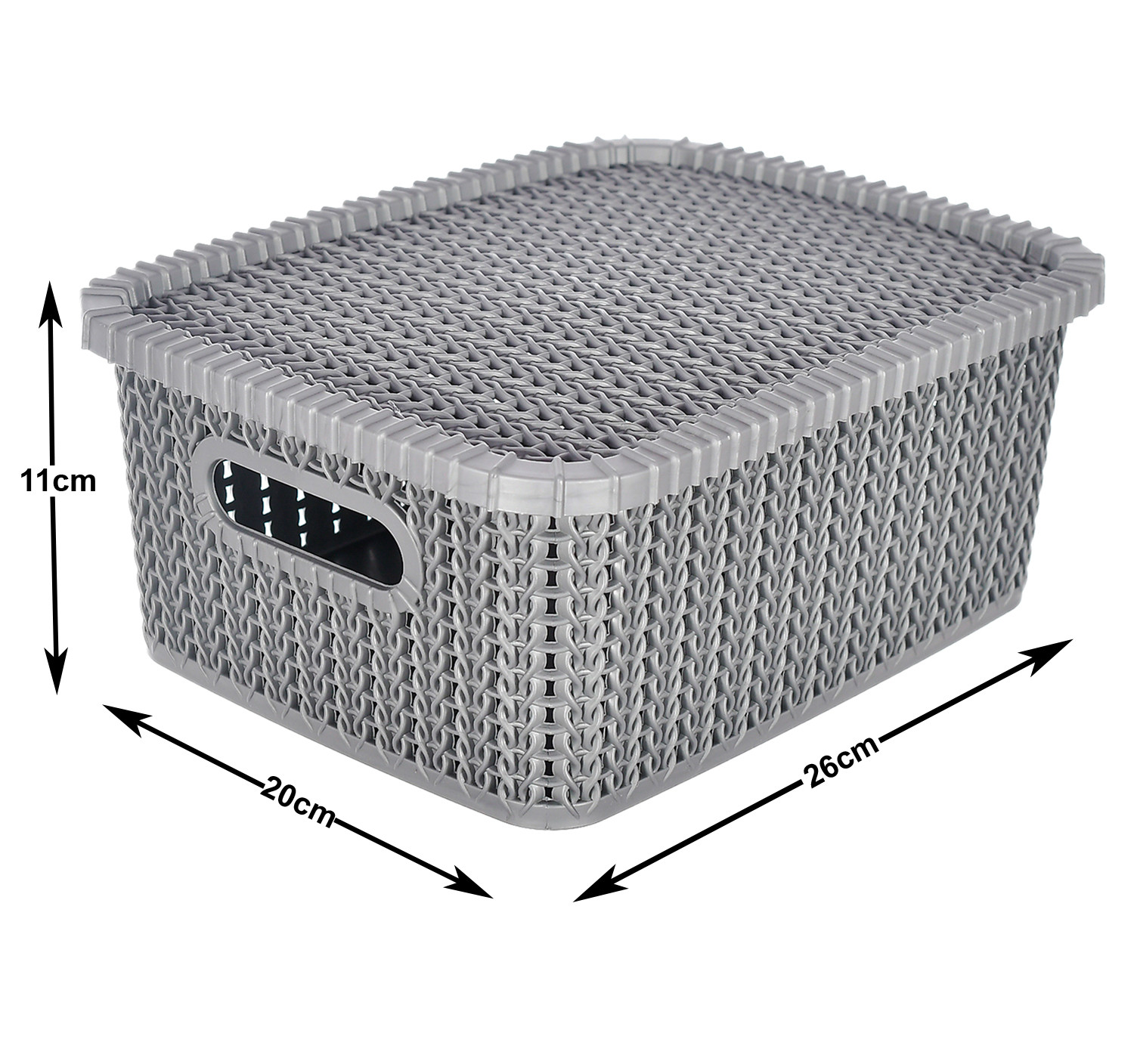 Kuber Industries Multiuses Large M 20 Plastic Basket/Organizer With Lid (Grey) -46KM069