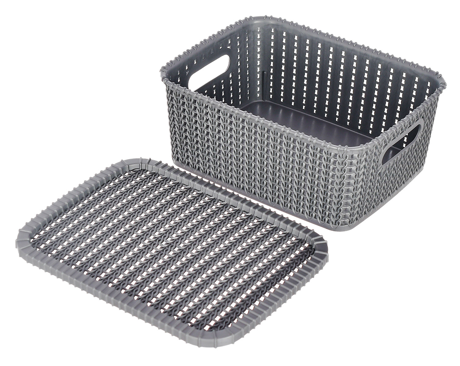Kuber Industries Multiuses Large M 20 Plastic Basket/Organizer With Lid (Grey) -46KM069