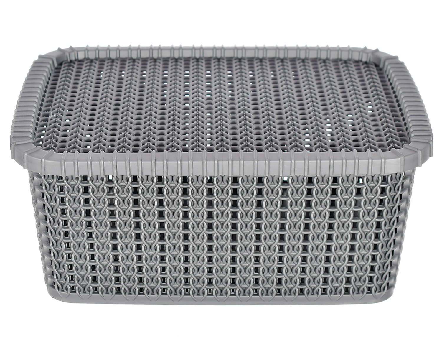 Kuber Industries Multiuses Large M 20 Plastic Basket/Organizer With Lid (Grey) -46KM069