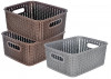Kuber Industries Multiuses Large M 20 Plastic Tray/Basket/Organizer Without Lid- Pack of 3 (Brown &amp; Grey &amp; Brown) -46KM0105