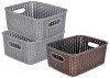 Kuber Industries Multiuses Large M 20 Plastic Tray/Basket/Organizer Without Lid- Pack of 3 (Grey &amp; Brown &amp; Grey) -46KM0103