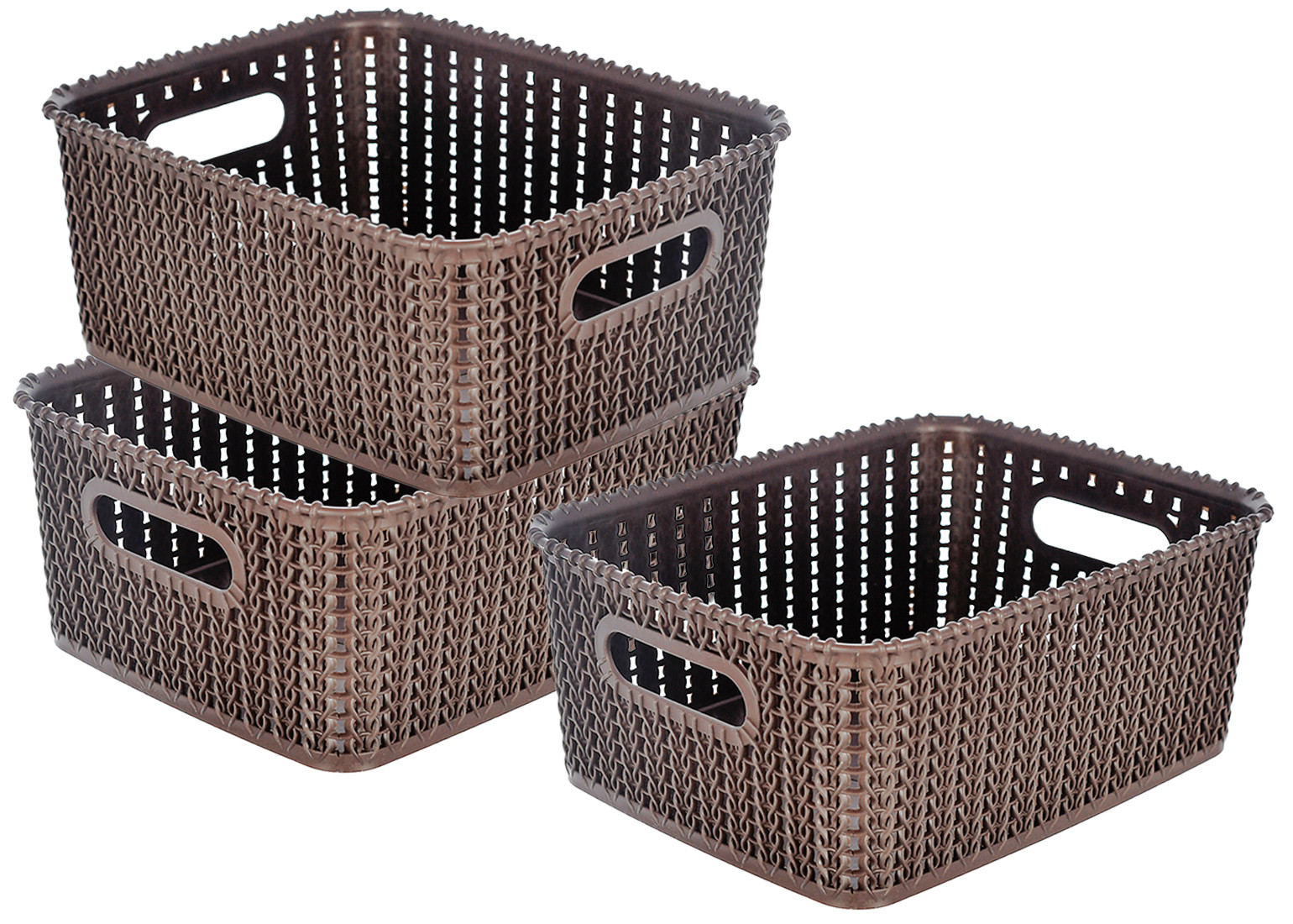 Kuber Industries Multiuses Large M 20 Plastic Tray/Basket/Organizer Without Lid (Brown) -46KM085