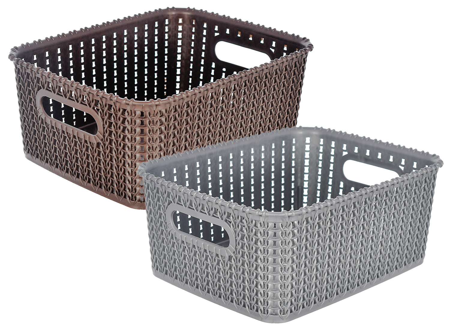 Kuber Industries Multiuses Large M 20 Plastic Tray/Basket/Organizer Without Lid-(Grey & Brown) -46KM0101