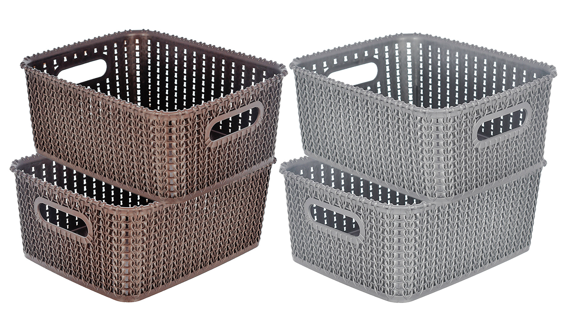Kuber Industries Multiuses Large M 20 Plastic Tray/Basket/Organizer Without Lid-(Grey & Brown) -46KM0101