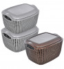Kuber Industries Multiuses Large M 30 Plastic Basket/Organizer With Lid- Pack of 3 (Grey &amp; Brown &amp; Grey) -46KM025