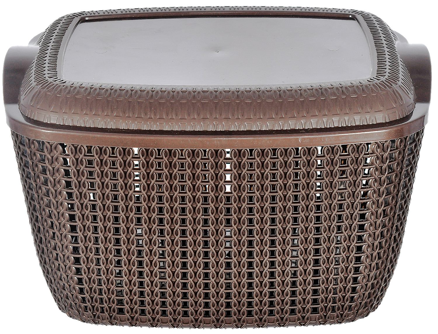 Kuber Industries Multiuses Large M 30 Plastic Basket/Organizer With Lid- Pack of 3 (Grey & Brown & Grey) -46KM025