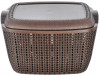 Kuber Industries Multiuses Large M 30 Plastic Basket/Organizer With Lid (Brown) -46KM05