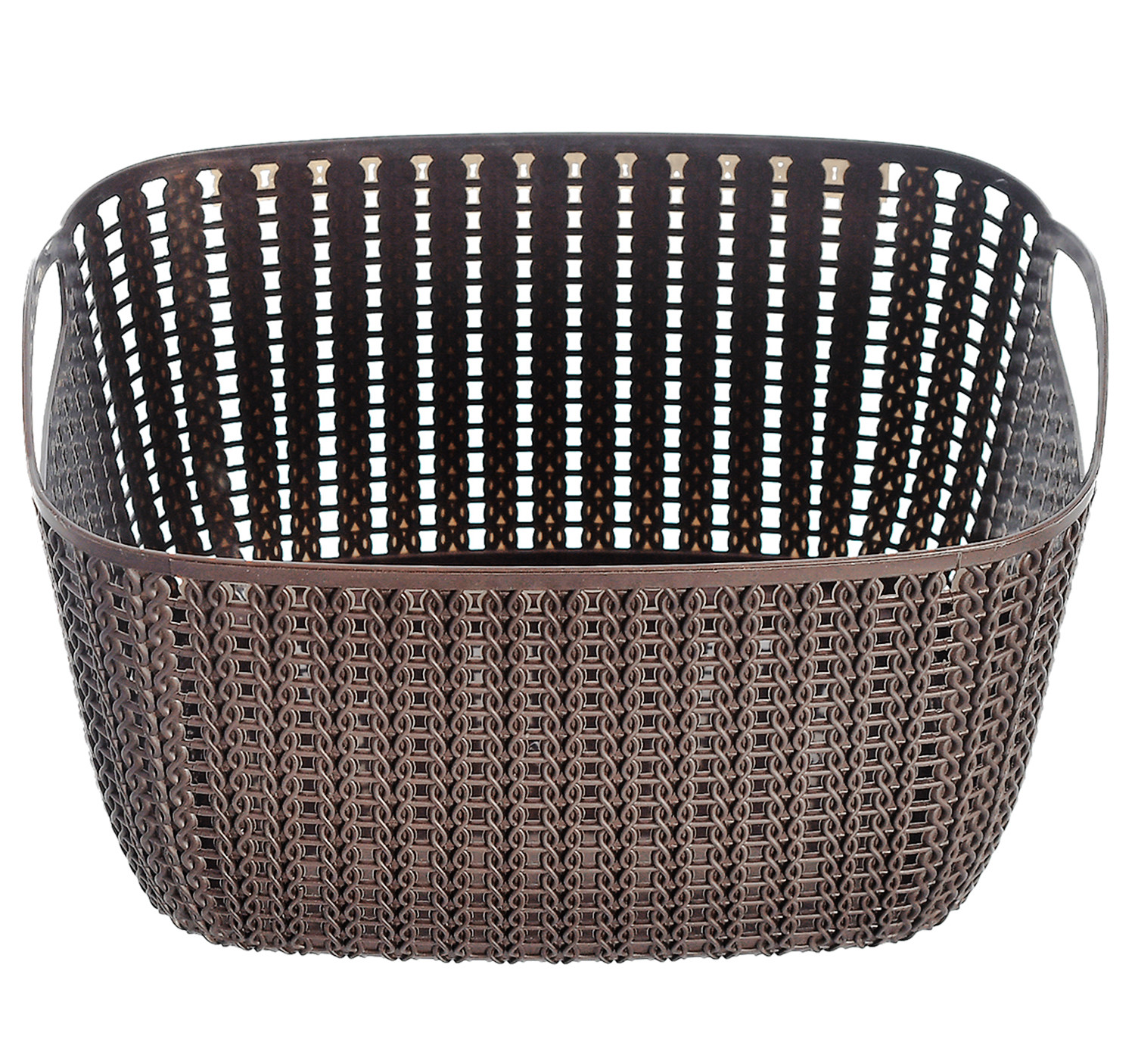 Kuber Industries Multiuses Large M 30 Plastic Basket/Organizer With Lid (Brown) -46KM05