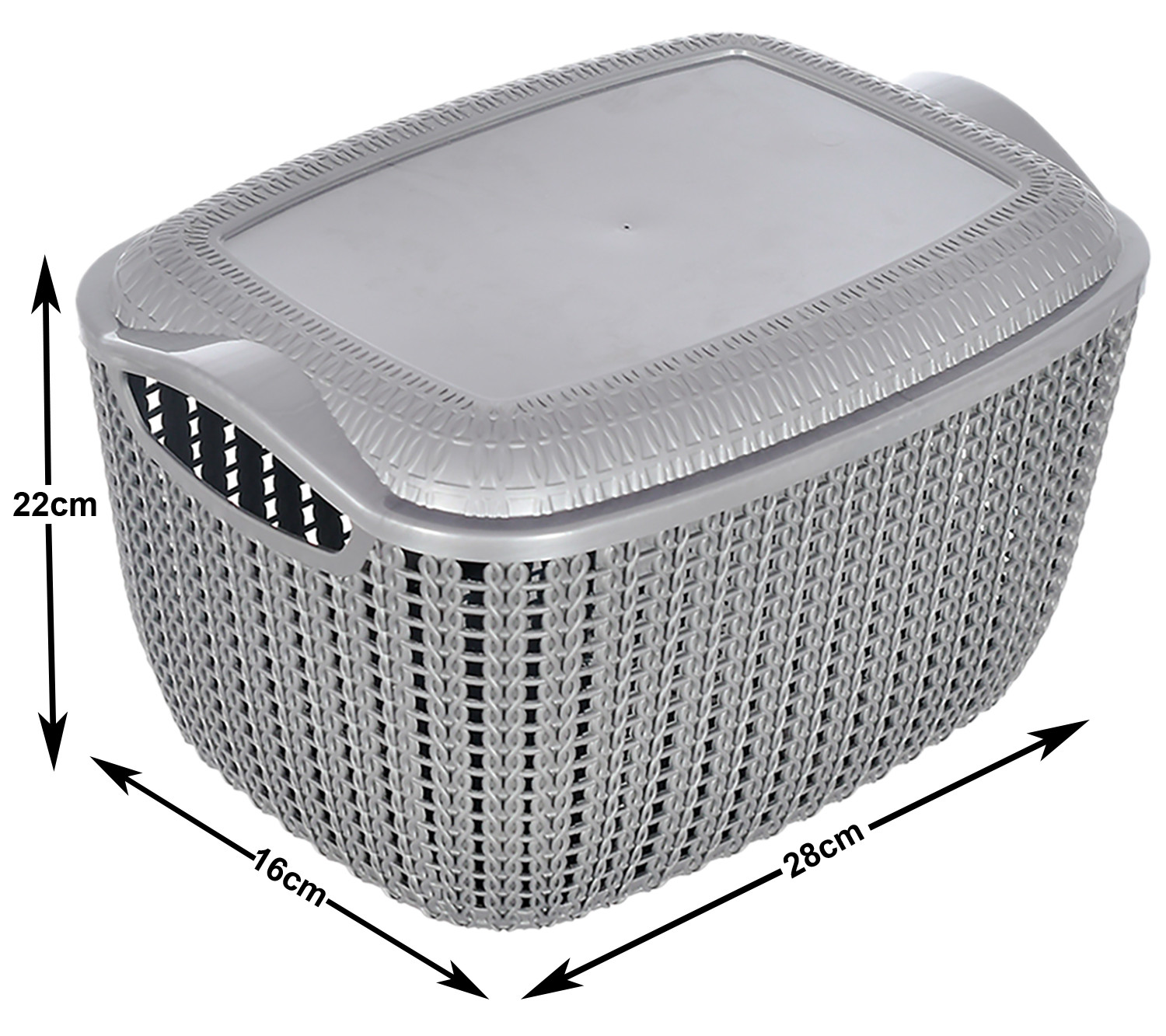 Kuber Industries Multiuses Large M 30 Plastic Basket/Organizer With Lid (Grey) -46KM013