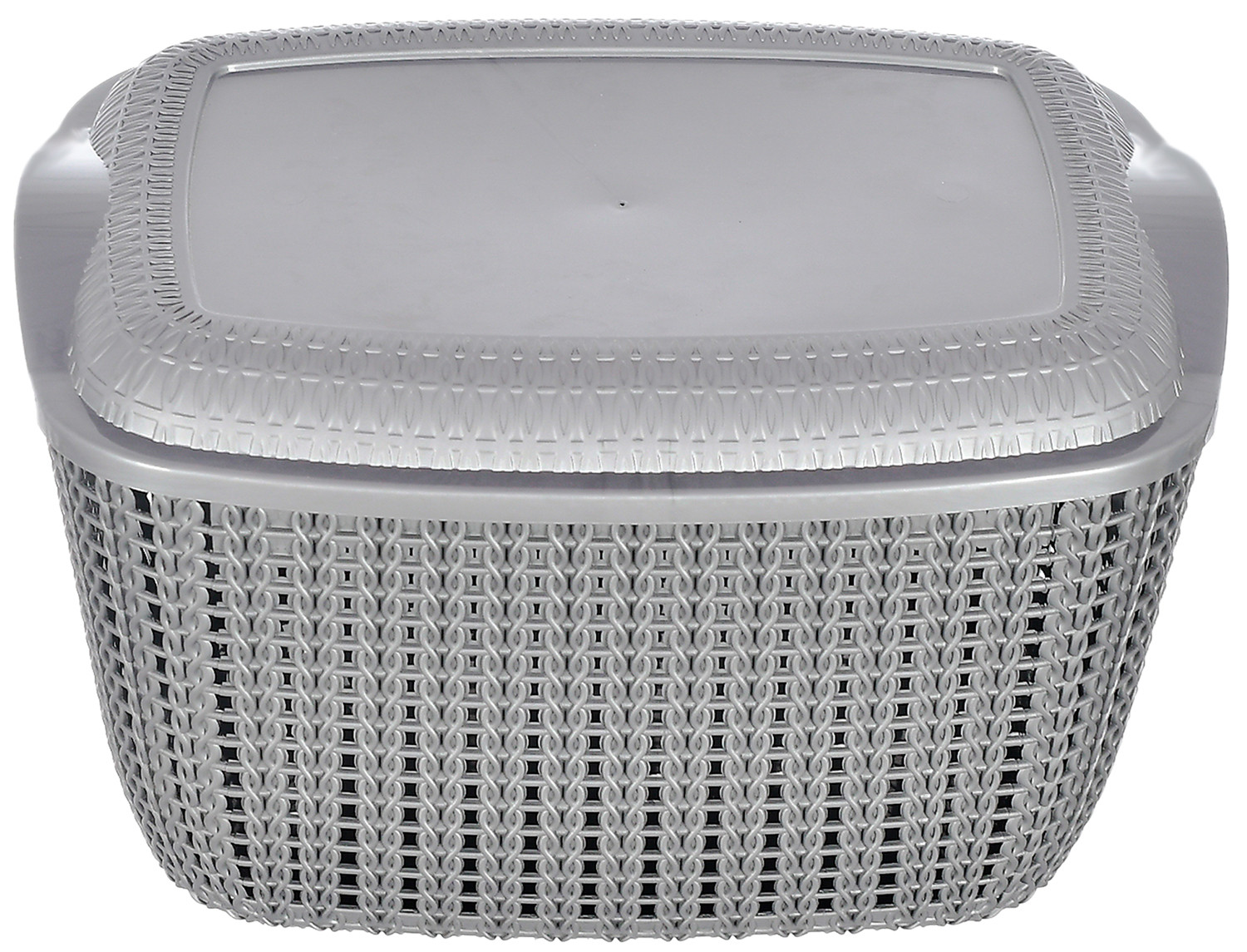 Kuber Industries Multiuses Large M 30 Plastic Basket/Organizer With Lid (Grey) -46KM013