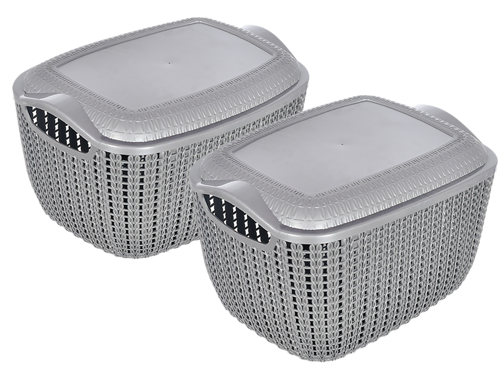 Kuber Industries Multiuses Large M 30 Plastic Basket/Organizer With Lid (Grey) -46KM013