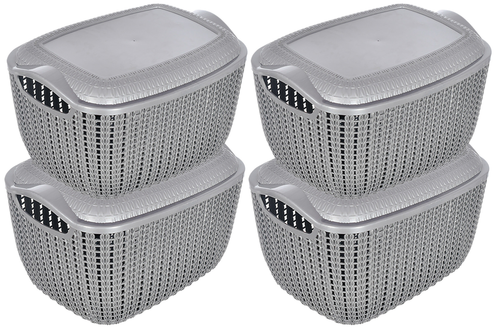 Kuber Industries Multiuses Large M 30 Plastic Basket/Organizer With Lid (Grey) -46KM013