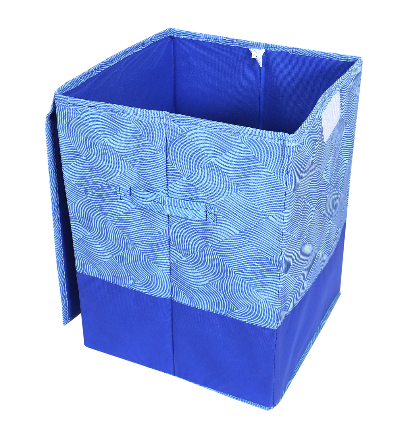 Kuber Industries Multiuses Leheriya Print Non-Woven Laundry Basket, Clothes Hamper For Laundry Closet, Bedroom, Bathroom With Lid & Handles (Blue)
