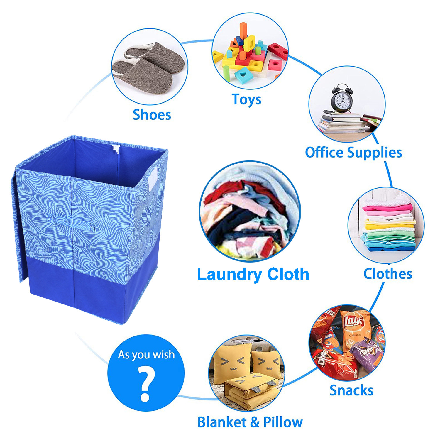 Kuber Industries Multiuses Leheriya Print Non-Woven Laundry Basket, Clothes Hamper For Laundry Closet, Bedroom, Bathroom With Lid & Handles (Blue)