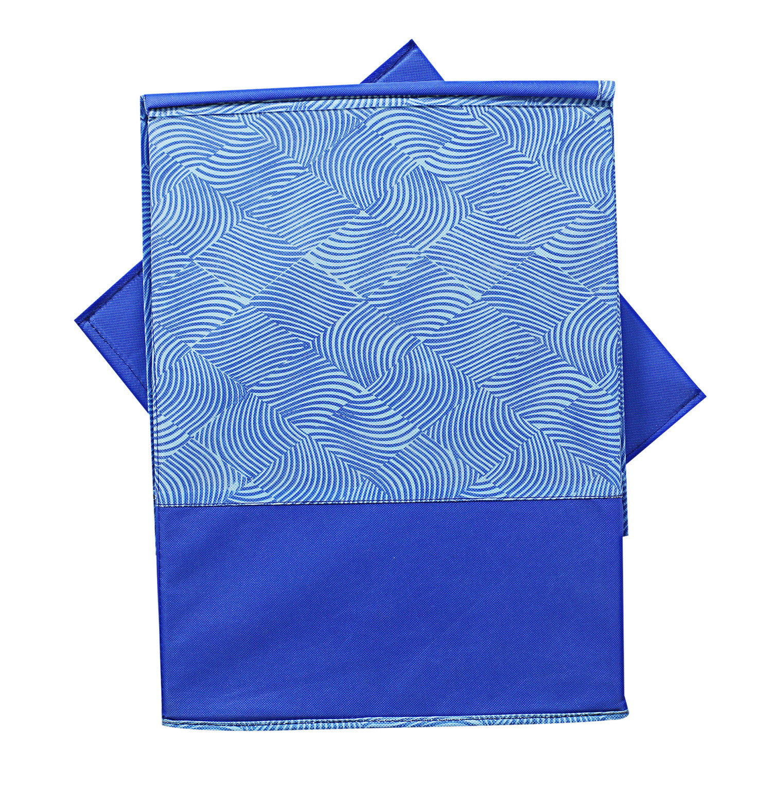 Kuber Industries Multiuses Leheriya Print Non-Woven Laundry Basket, Clothes Hamper For Laundry Closet, Bedroom, Bathroom With Lid & Handles (Blue)