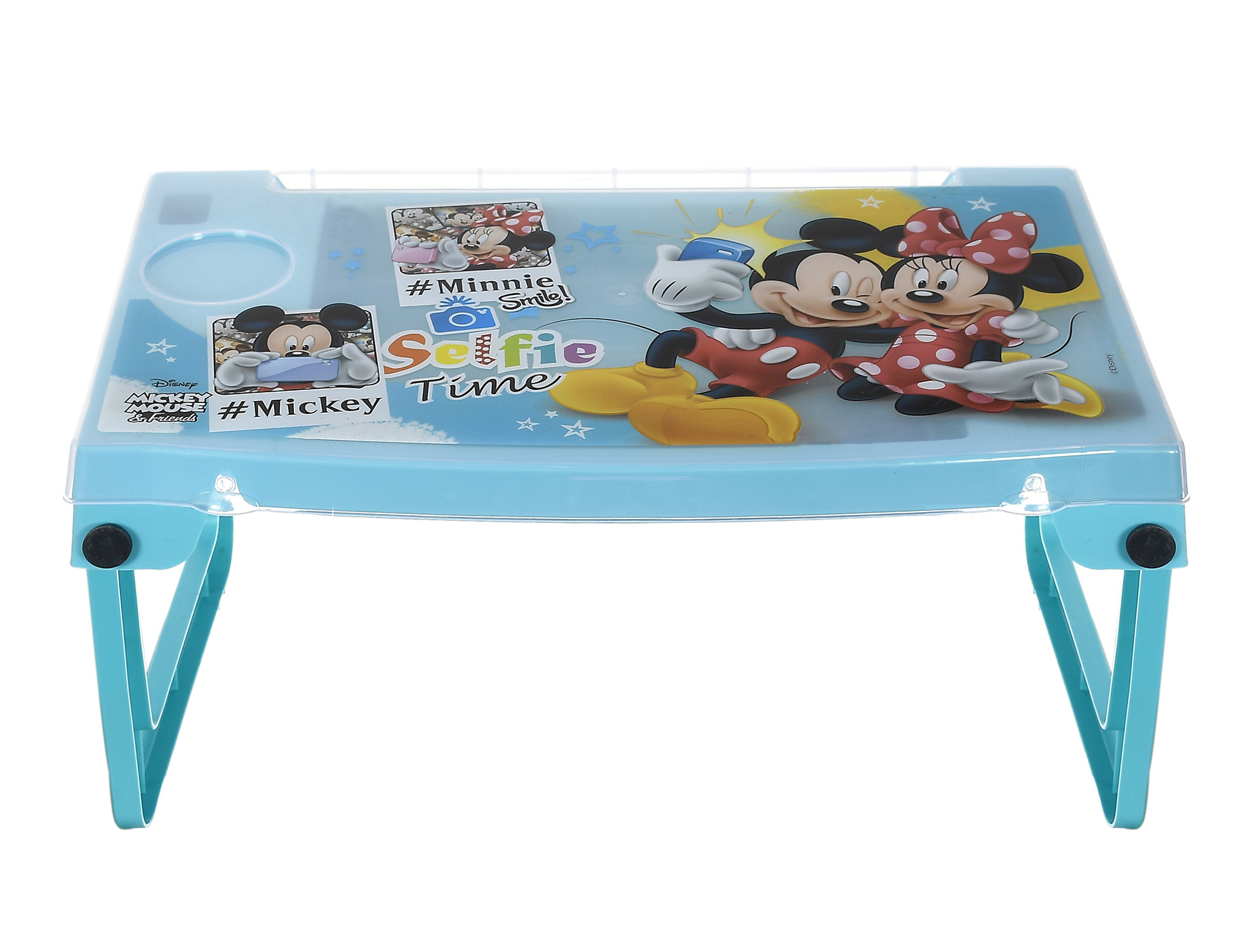 Kuber Industries Multiuses Mickey Mouse Print Plastic Study Desk/Laptop Table With Camparment For Home & Office (Mint Green)