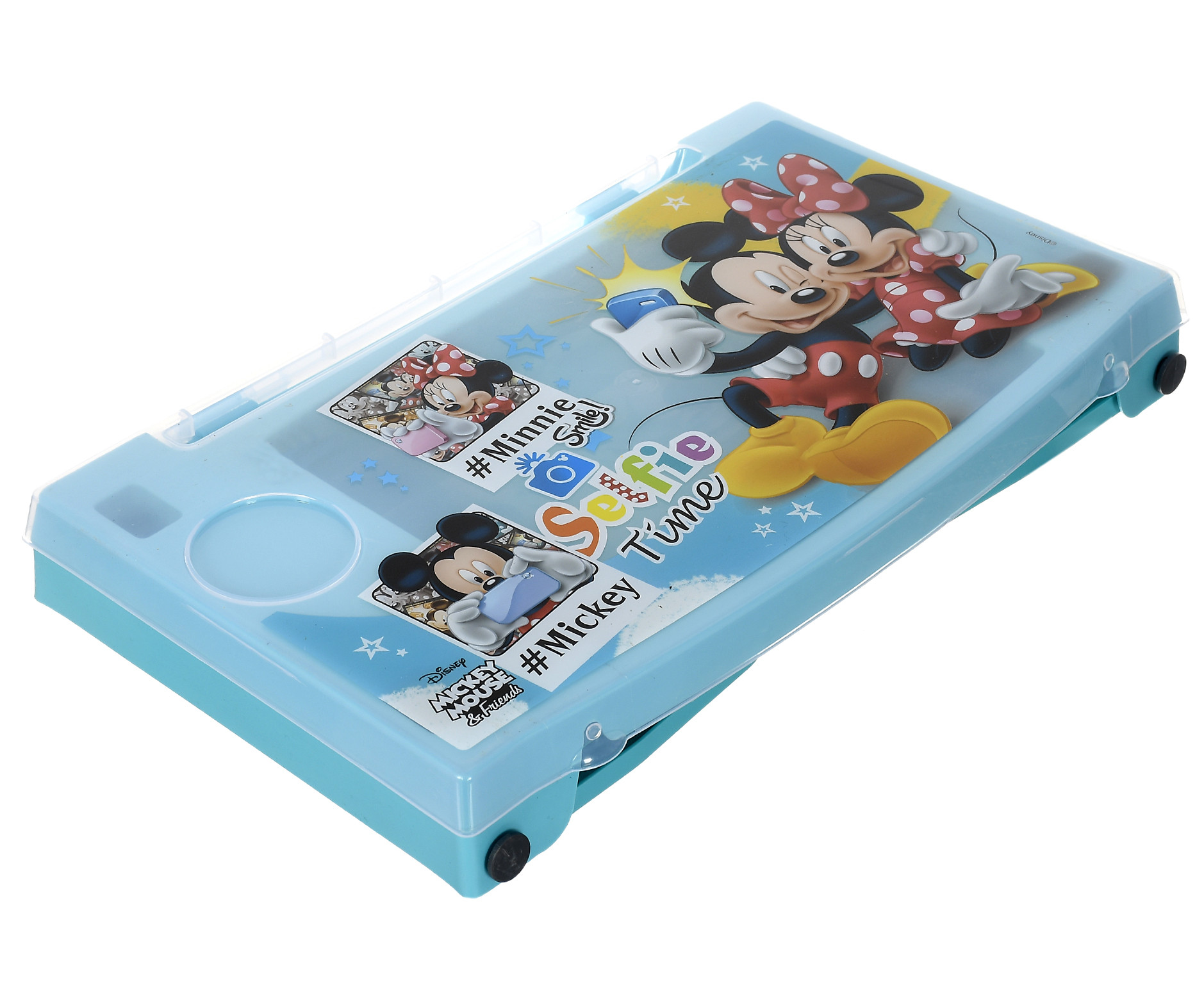 Kuber Industries Multiuses Mickey Mouse Print Plastic Study Desk/Laptop Table With Camparment For Home & Office (Mint Green)