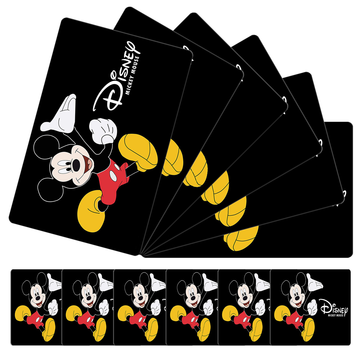 Kuber Industries Multiuses Mickey Mouse Print PVC Table Placemat With 6 Coasters for kitchen, Dining Table Set of 6 (Black)