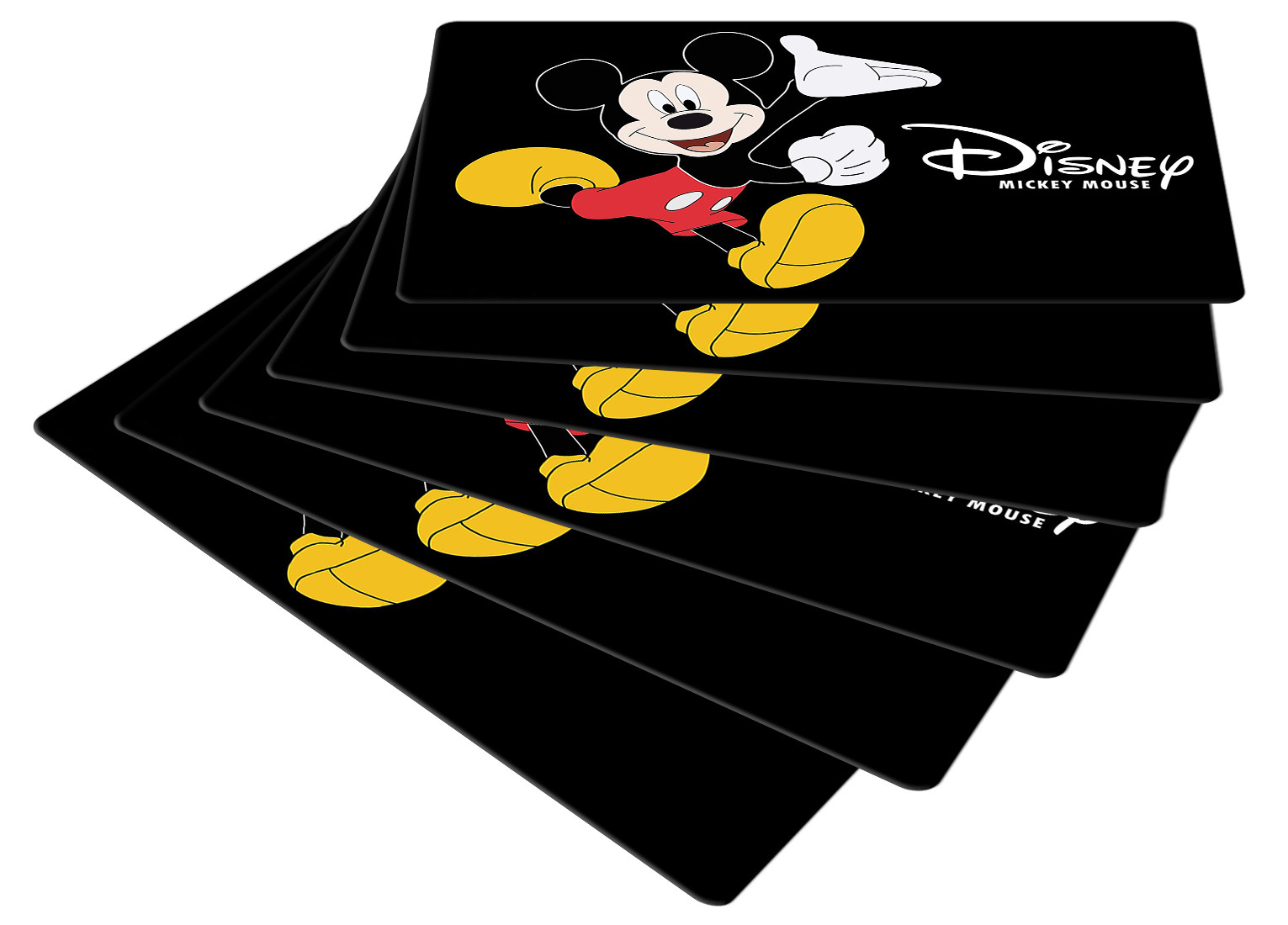 Kuber Industries Multiuses Mickey Mouse Print PVC Table Placemat With 6 Coasters for kitchen, Dining Table Set of 6 (Black)
