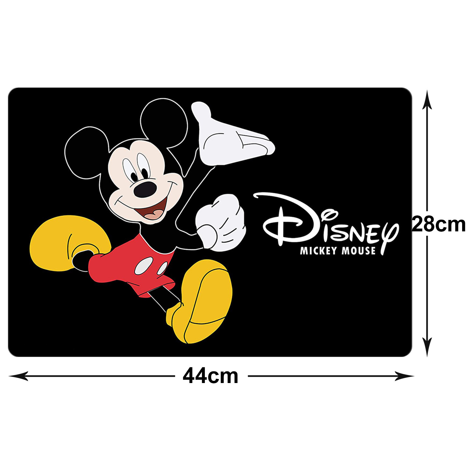 Kuber Industries Multiuses Mickey Mouse Print PVC Table Placemat With 6 Coasters for kitchen, Dining Table Set of 6 (Black)