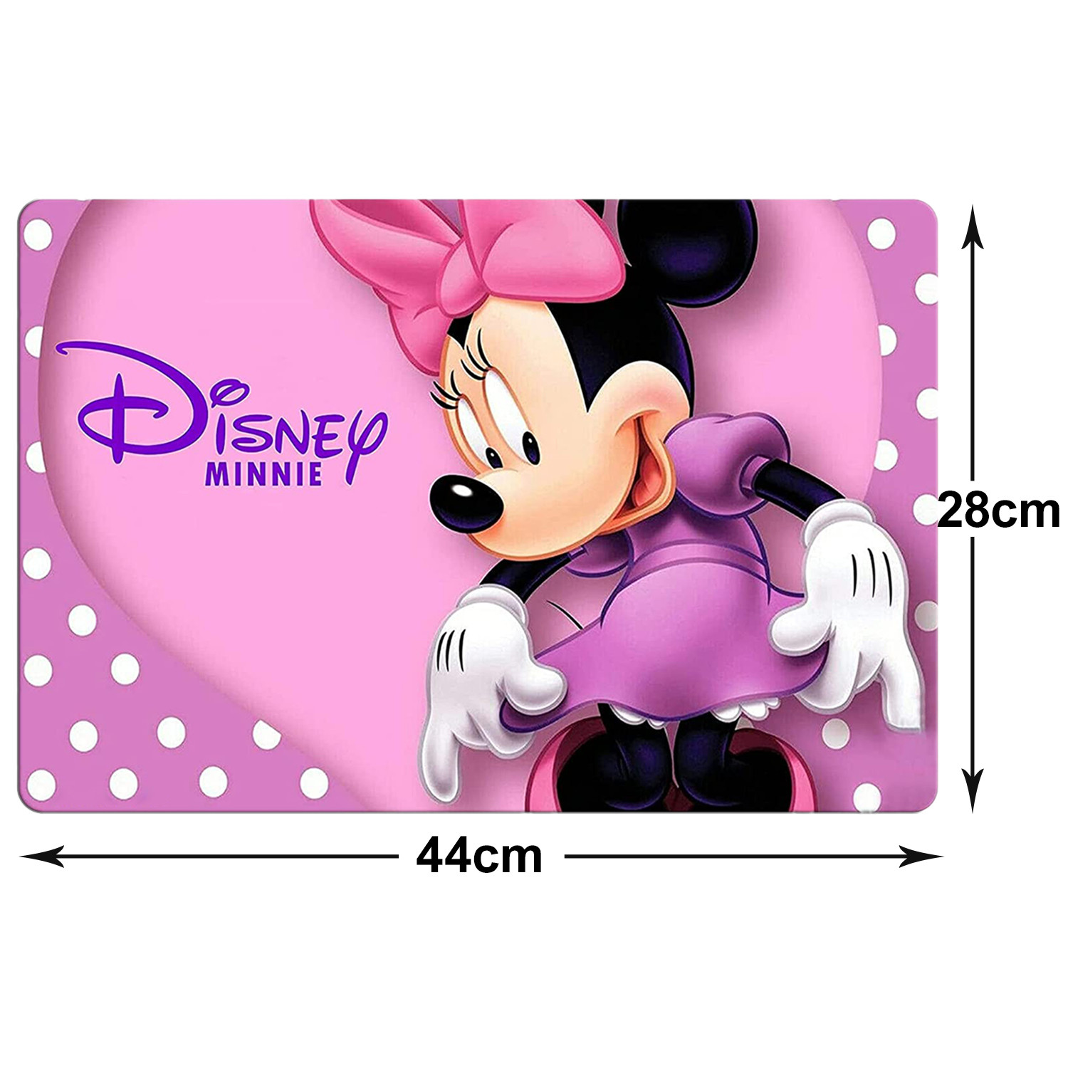 Kuber Industries Multiuses Minnie Print PVC Table Placemat With 6 Coasters for kitchen, Dining Table Set of 6 (Pink)