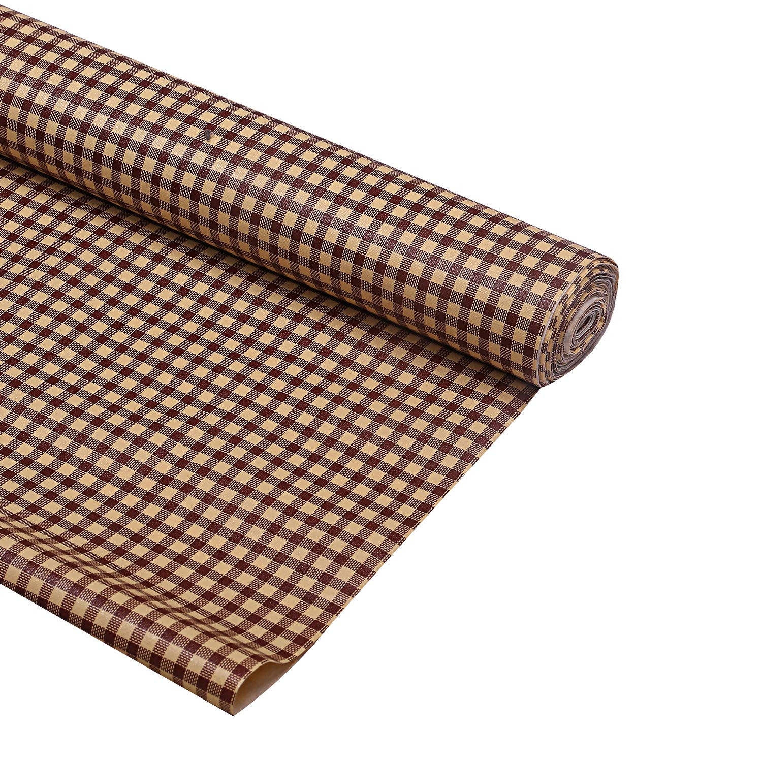 Kuber Industries Multiuses Multicheck Print Shelf Liners for Kitchen Shelves, cupboards, Wardrobe, Drawer, 10 Mtr (Brown)