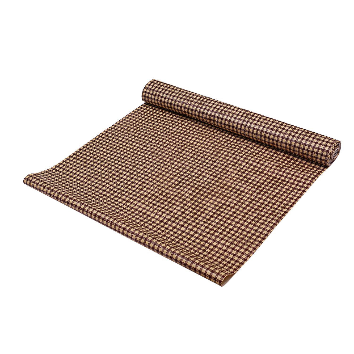 Kuber Industries Multiuses Multicheck Print Shelf Liners for Kitchen Shelves, cupboards, Wardrobe, Drawer, 10 Mtr (Brown)