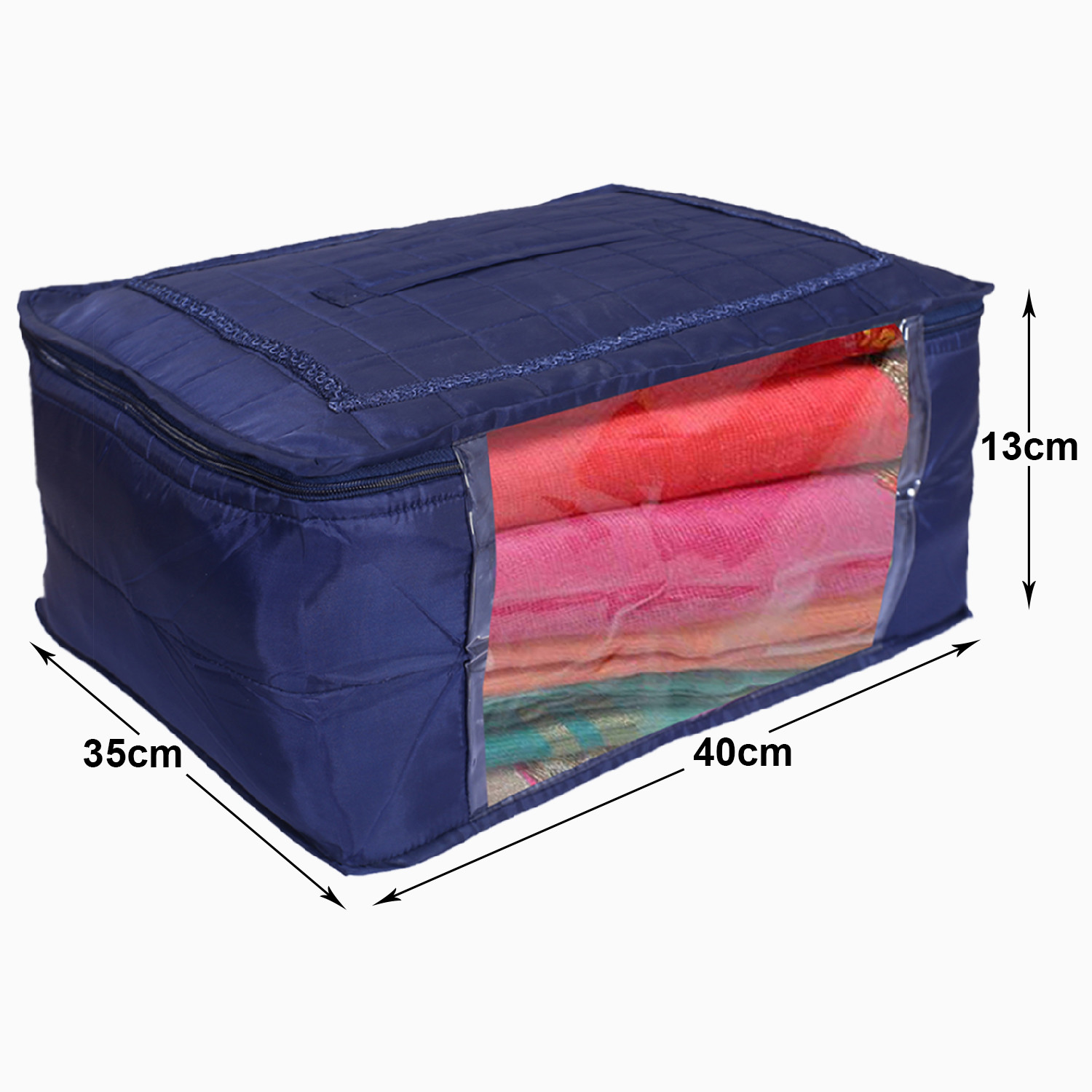 Kuber Industries Multiuses Parachute Wardrobe Organizer/Storage Bag For Store Saree, Lehenga, Suit, Dress, Clothes With Transparent Window (Blue)