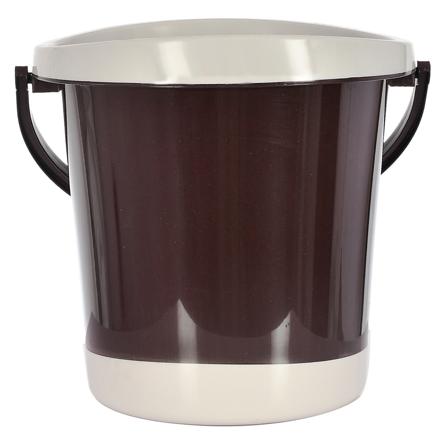 Kuber Industries Multiuses Plastic Bucket With Handle, 18 litre- Pack of 2 (Grey & Brown)-46KM0367