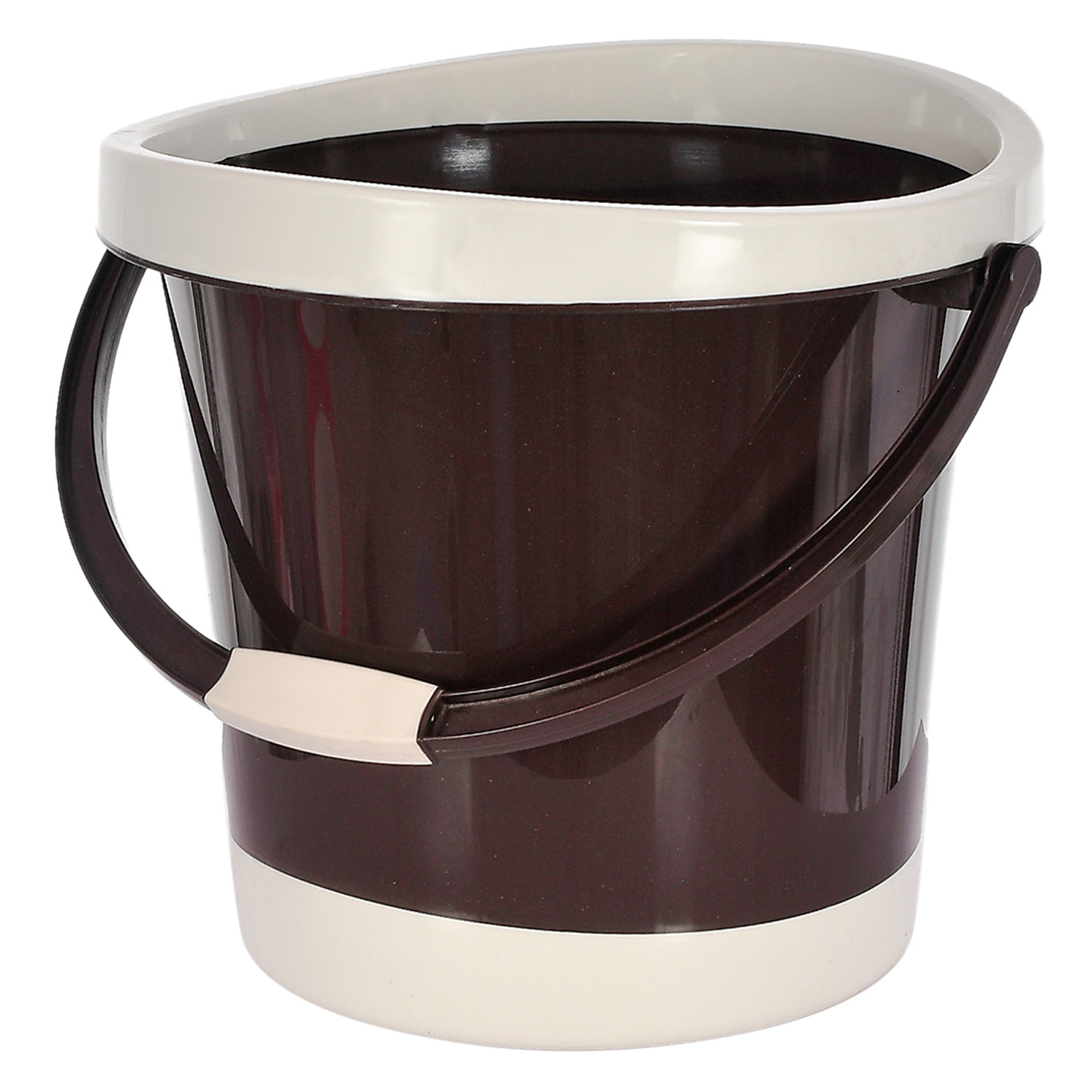 Kuber Industries Multiuses Plastic Bucket With Handle, 18 litre (Brown)-46KM0353