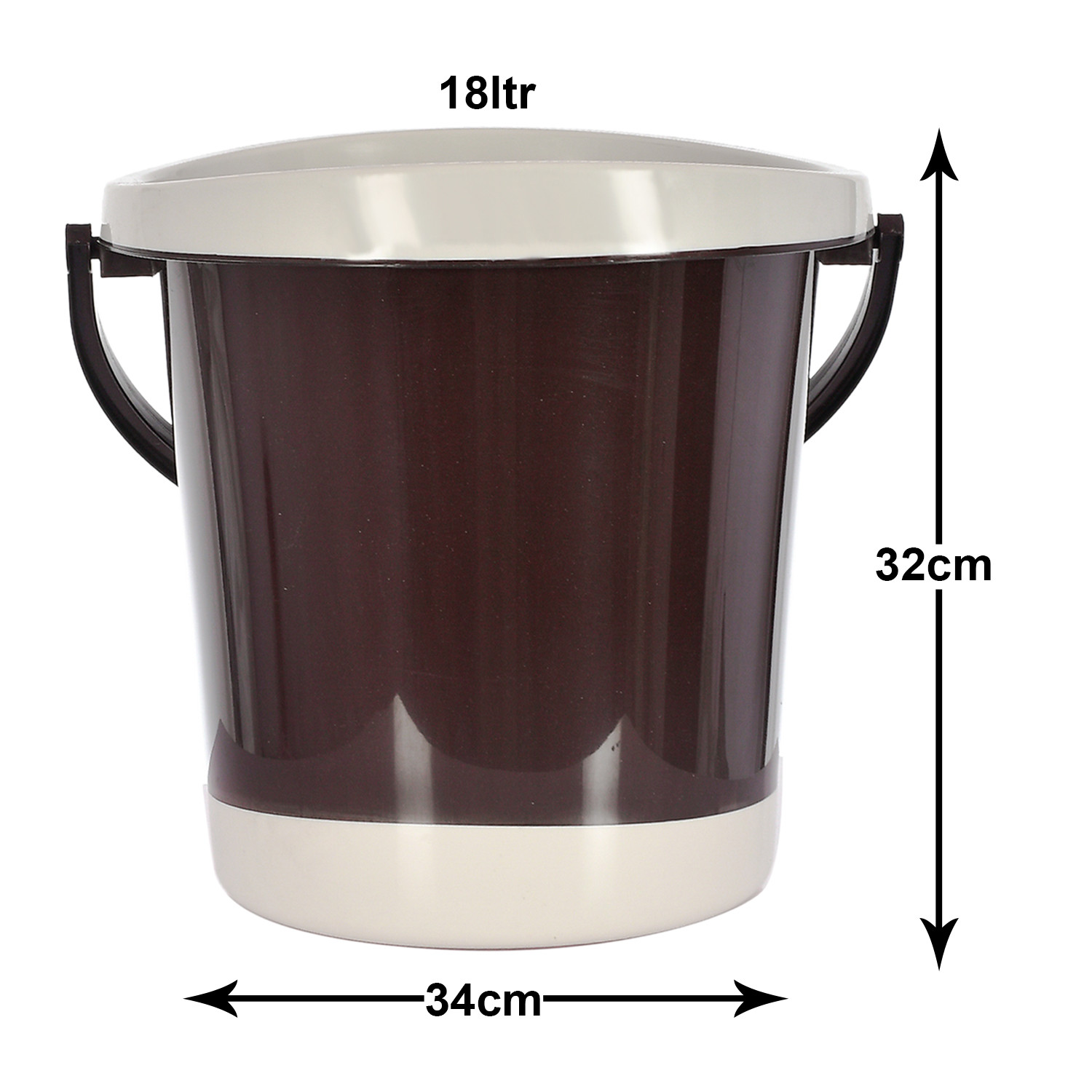 Kuber Industries Multiuses Plastic Bucket With Handle, 18 litre (Brown)-46KM0353