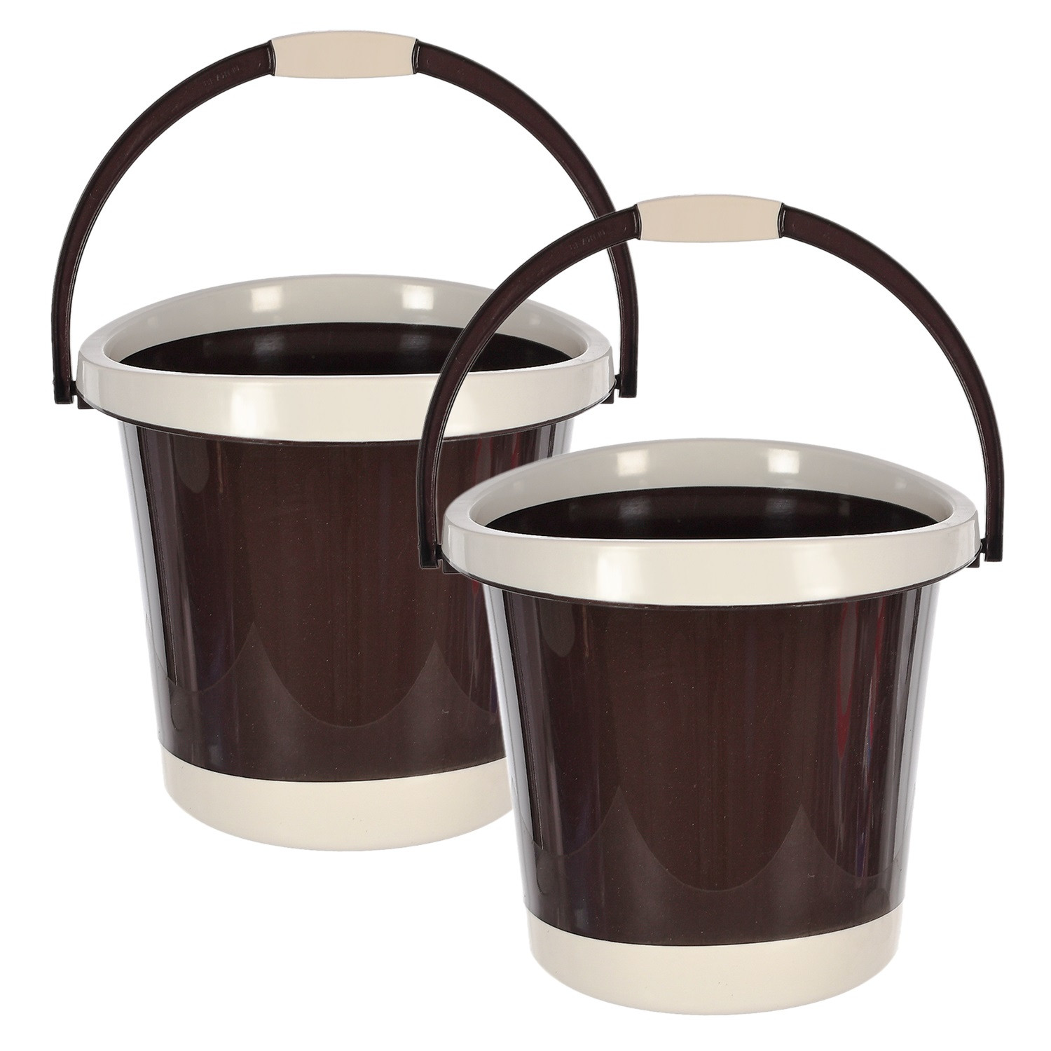 Kuber Industries Multiuses Plastic Bucket With Handle, 18 litre (Brown)-46KM0353