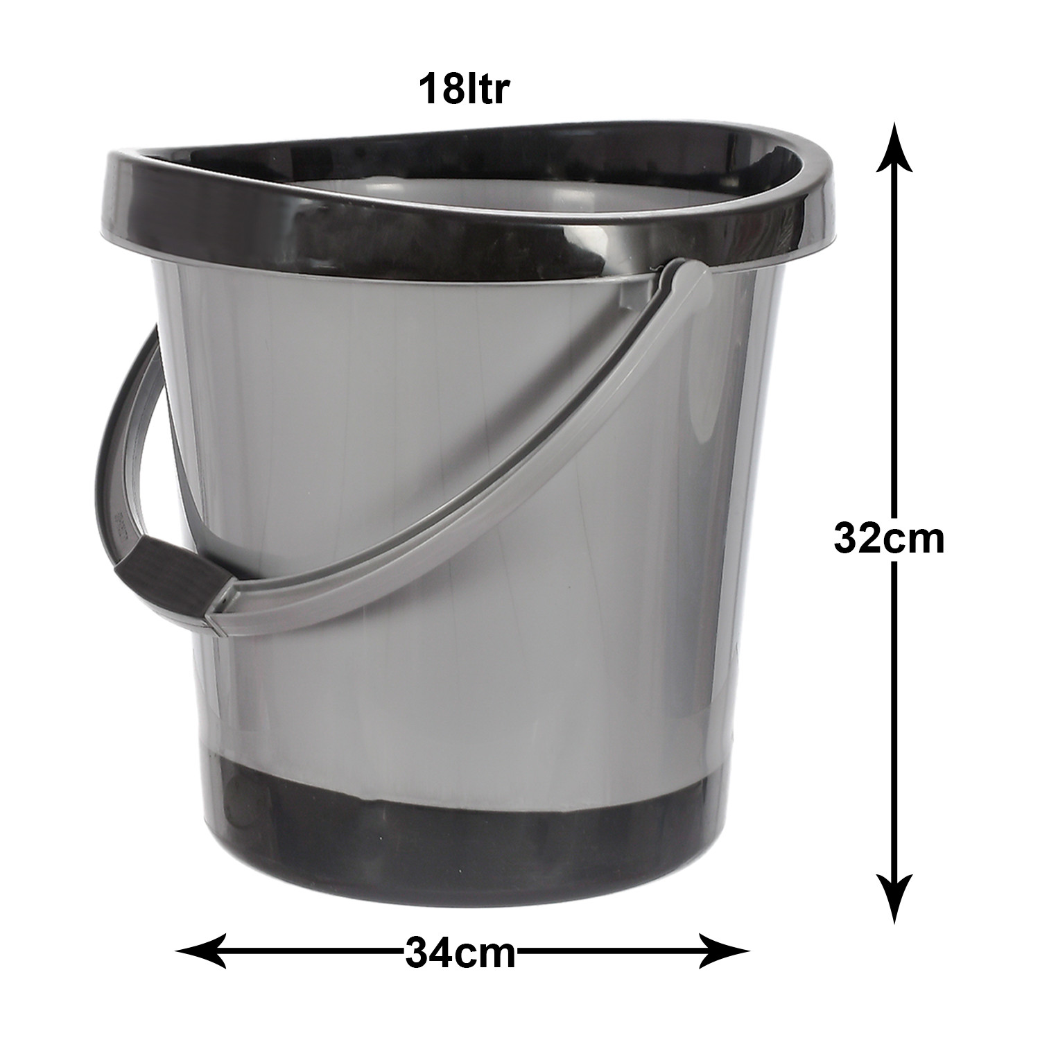 Kuber Industries Multiuses Plastic Bucket With Handle, 18 litre (Grey)-46KM0361
