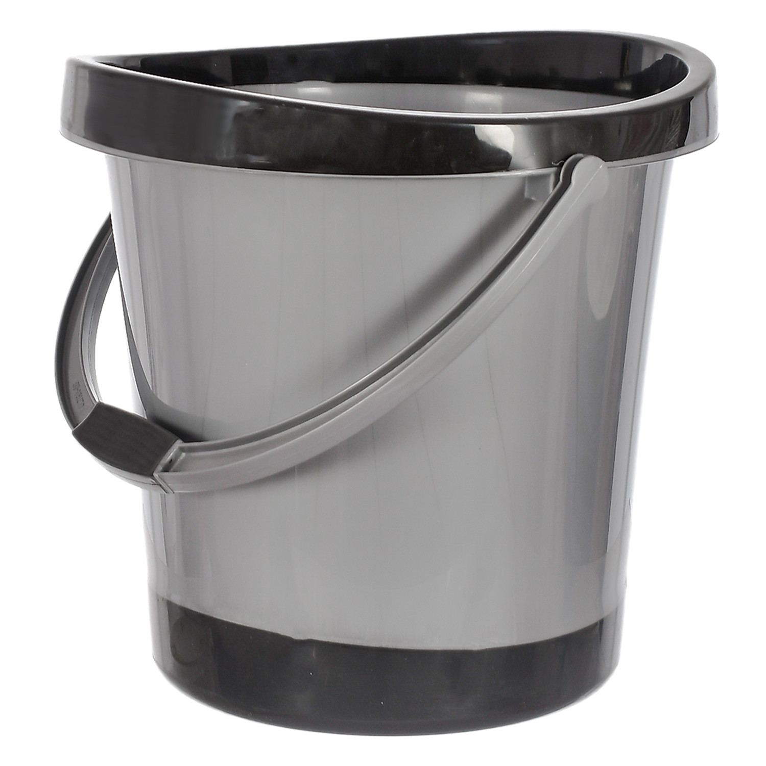 Kuber Industries Multiuses Plastic Bucket With Handle, 18 litre (Grey)-46KM0361