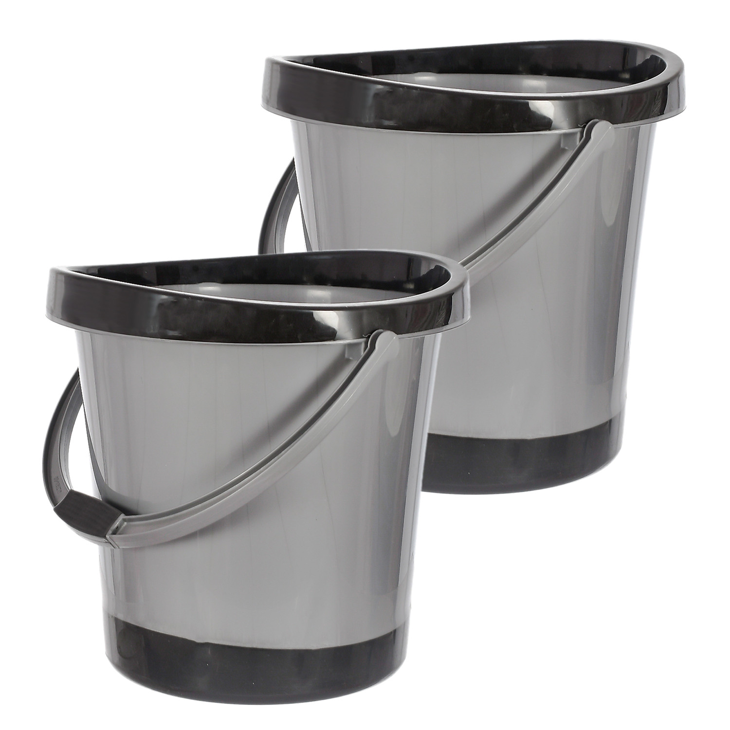 Kuber Industries Multiuses Plastic Bucket With Handle, 18 litre (Grey)-46KM0361