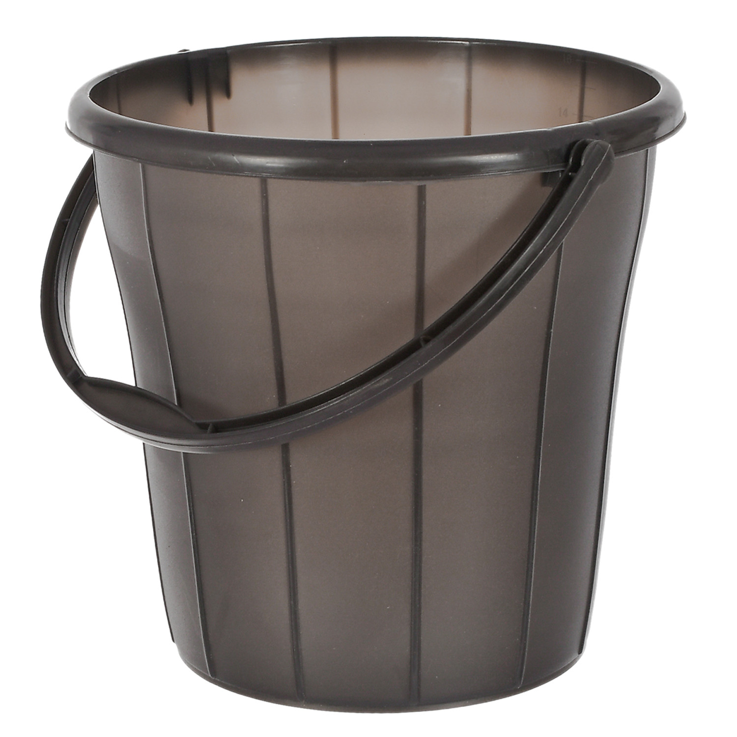 Kuber Industries Multiuses Plastic Bucket With Handle & Measuring Scale, 16 litre (Black)-46KM0323