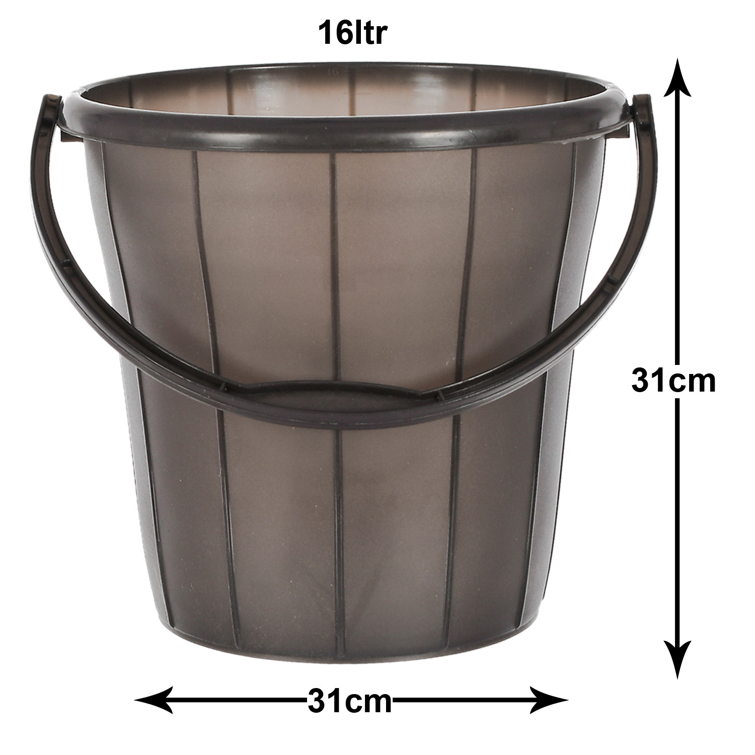 Kuber Industries Multiuses Plastic Bucket With Handle & Measuring Scale, 16 litre (Black)-46KM0323
