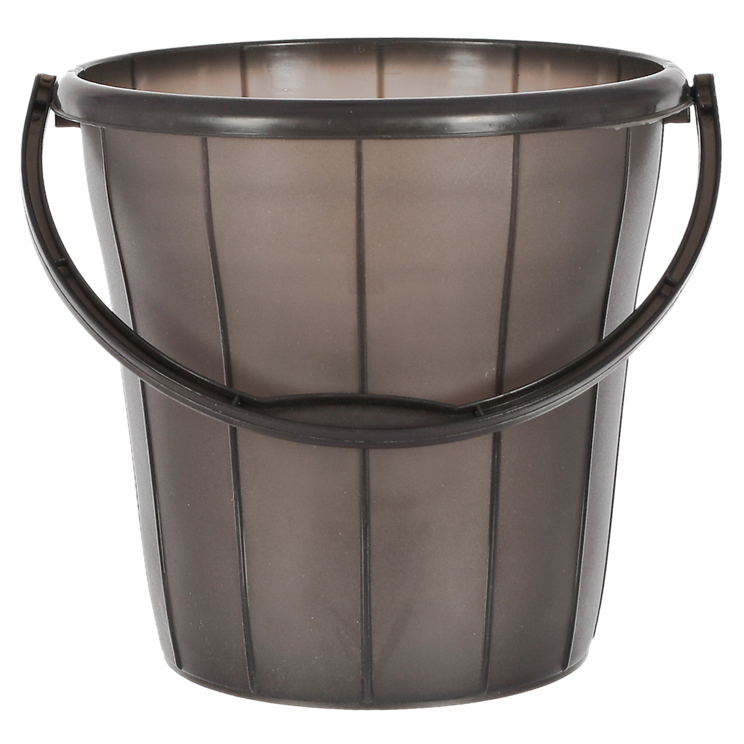 Kuber Industries Multiuses Plastic Bucket With Handle & Measuring Scale, 16 litre (Black)-46KM0323