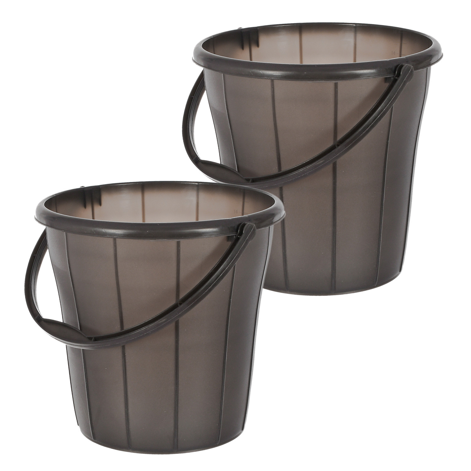 Kuber Industries Multiuses Plastic Bucket With Handle & Measuring Scale, 16 litre (Black)-46KM0323