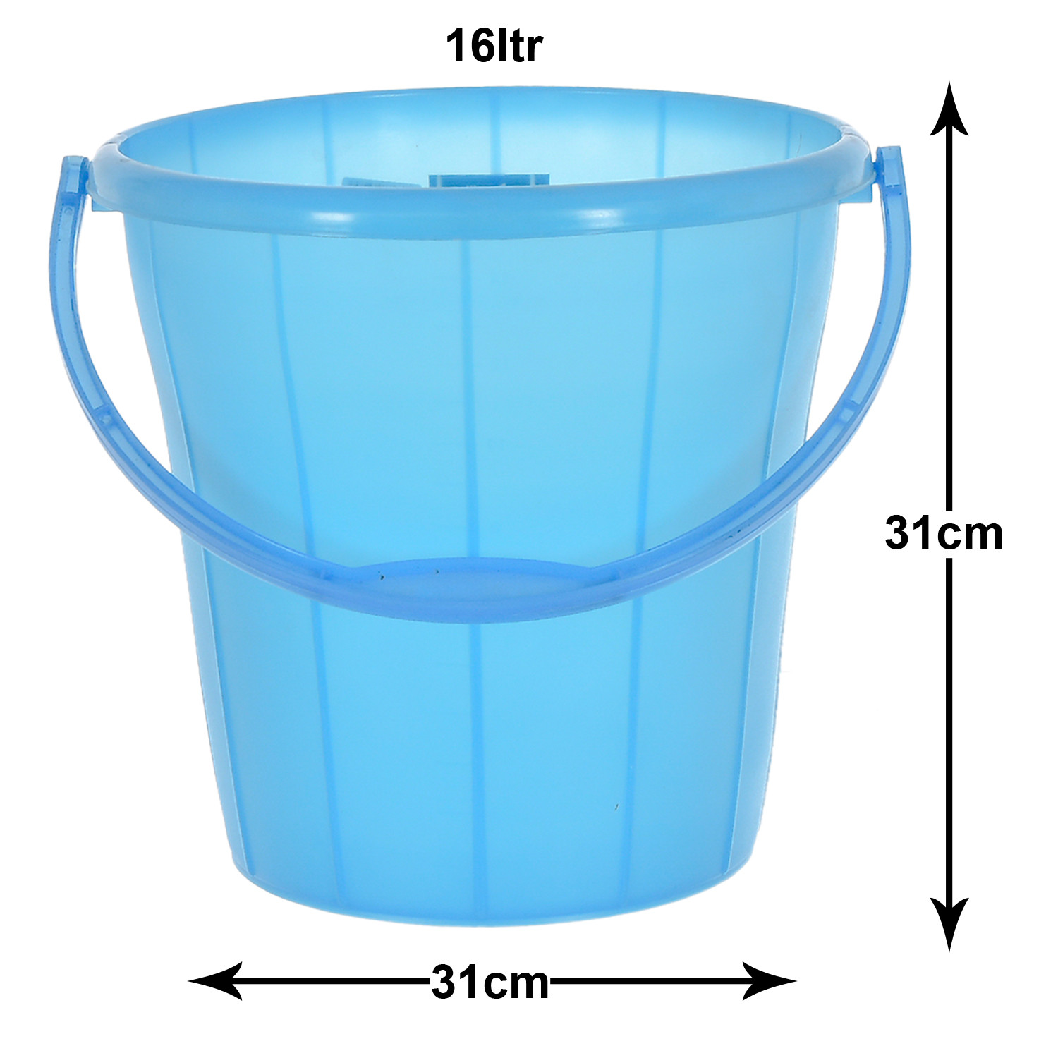 Kuber Industries Multiuses Plastic Bucket With Handle & Measuring Scale, 16 litre (Blue)-46KM0327
