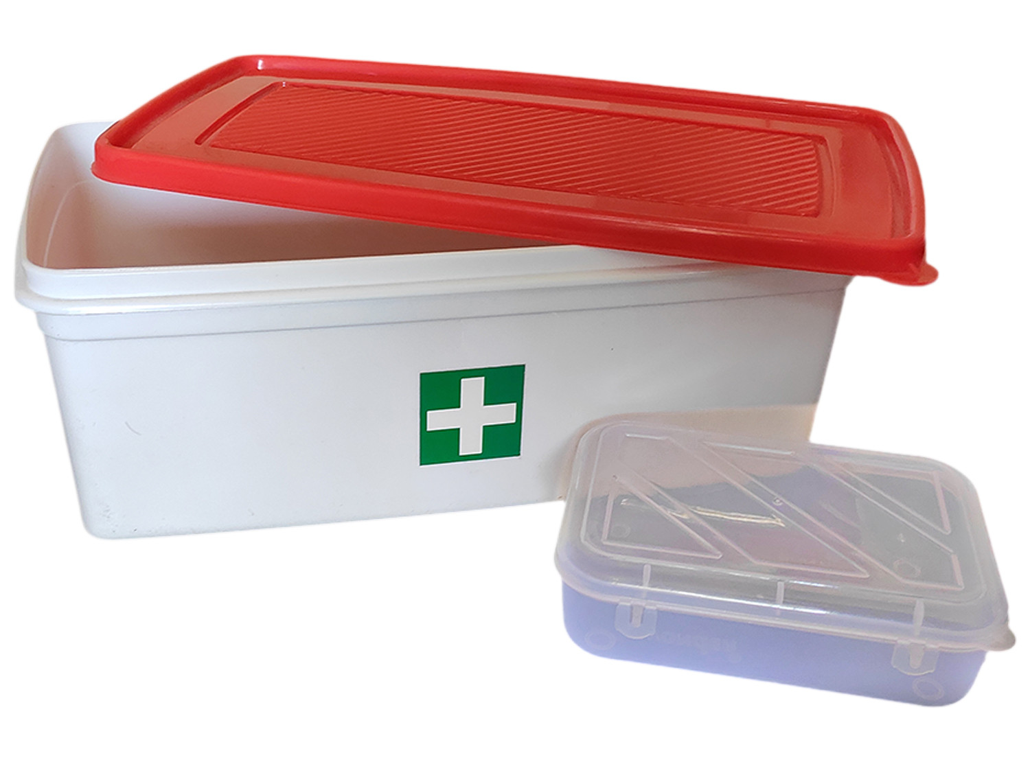 Kuber Industries Multiuses Plastic Medicine/First Aid Box (Red & White)