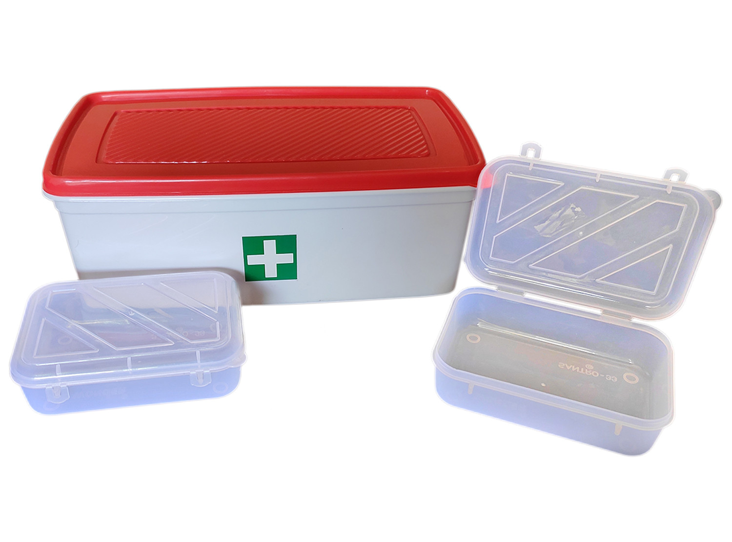 Kuber Industries Multiuses Plastic Medicine/First Aid Box (Red & White)