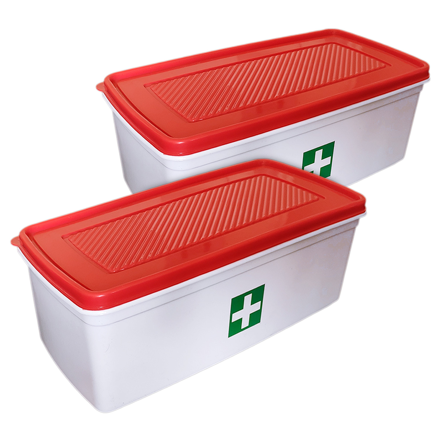 Kuber Industries Multiuses Plastic Medicine/First Aid Box (Red & White)