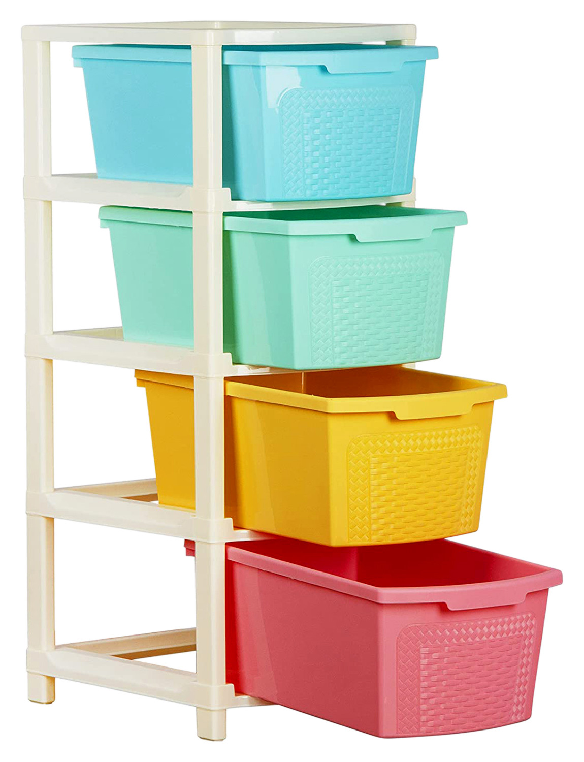Kuber Industries Multiuses Plastic Modular 4 Drawer Storage Rack (Multicolour)