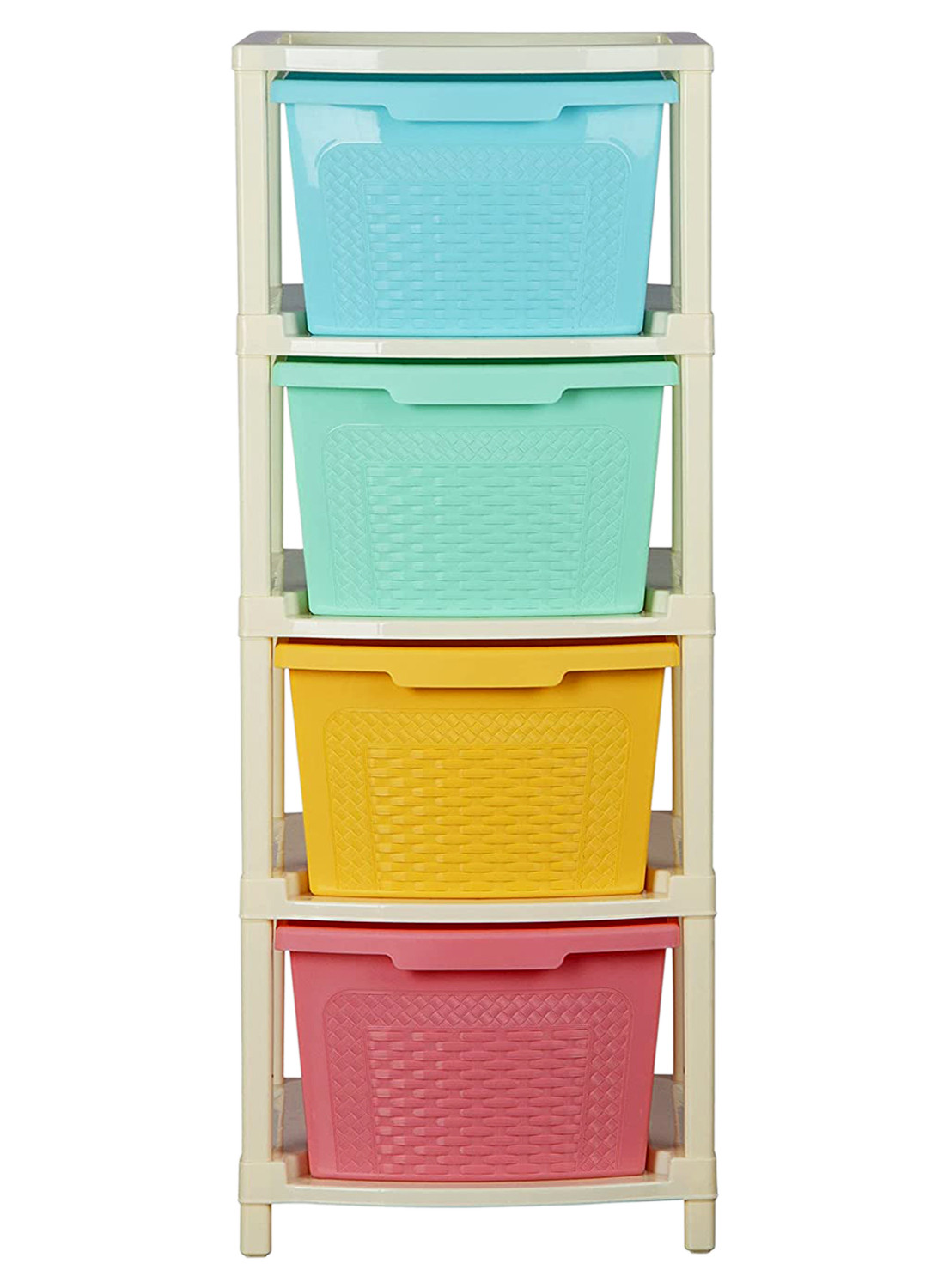 Kuber Industries Multiuses Plastic Modular 4 Drawer Storage Rack (Multicolour)