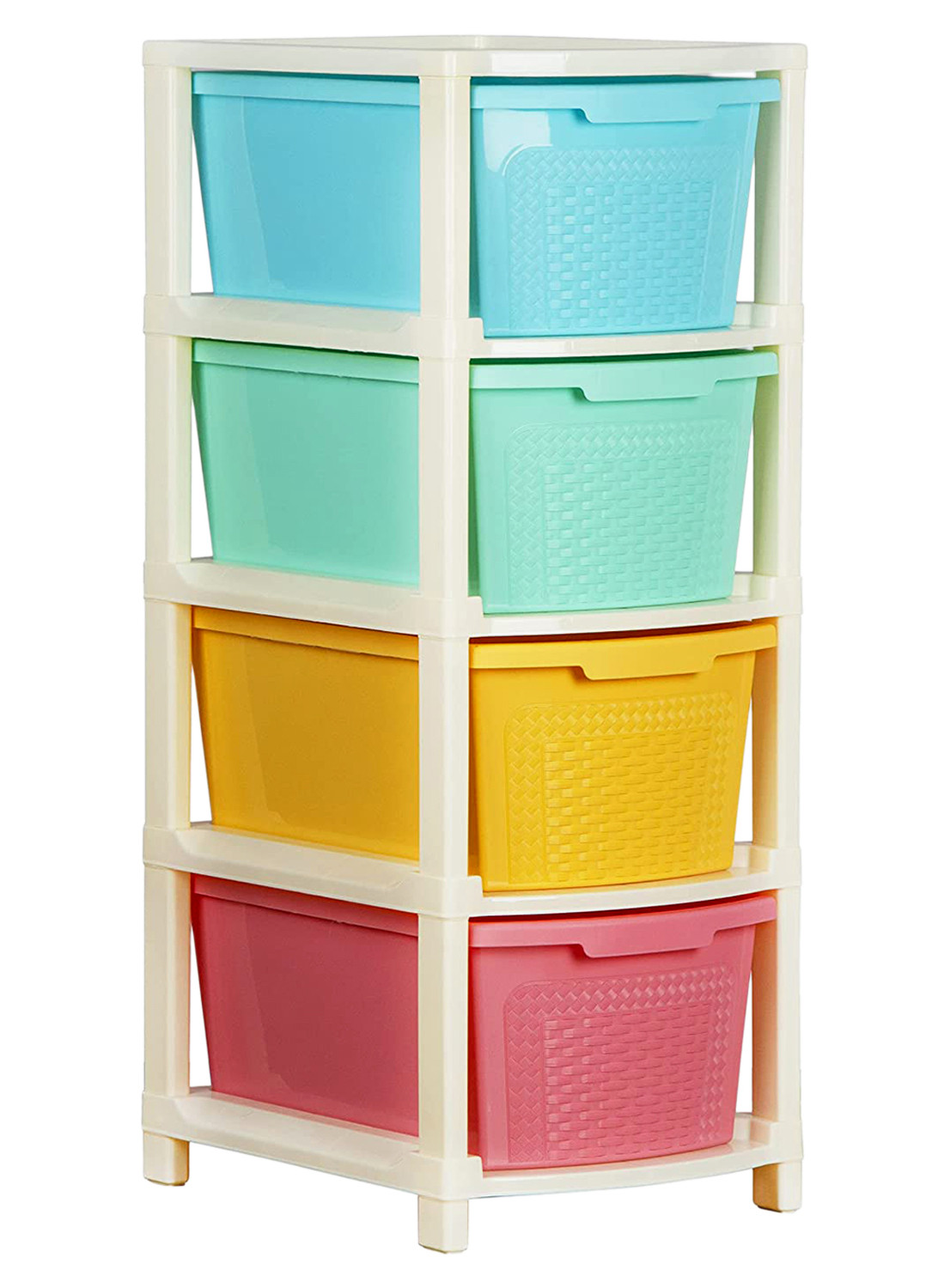 Kuber Industries Multiuses Plastic Modular 4 Drawer Storage Rack (Multicolour)