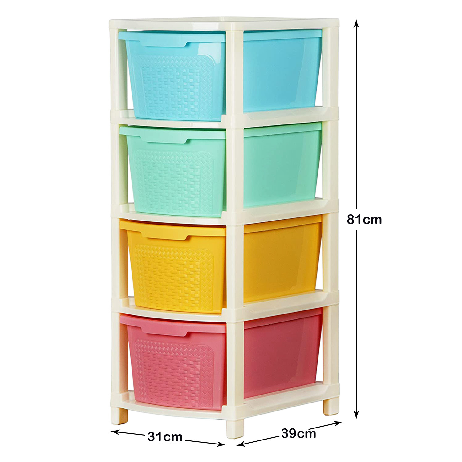 Kuber Industries Multiuses Plastic Modular 4 Drawer Storage Rack (Multicolour)