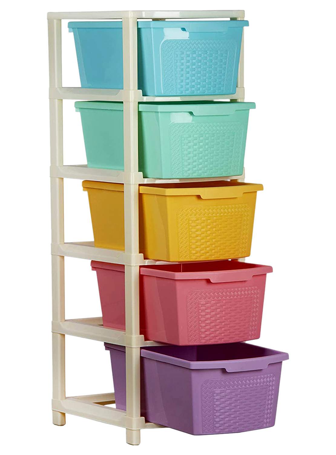 Kuber Industries Multiuses Plastic Modular 5 Drawer Storage Rack (Multicolour)